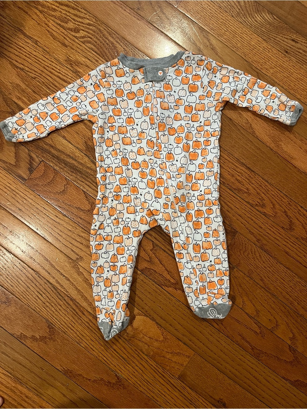Burts Bees Orange Pumpkin Print One-Piece Sleeper